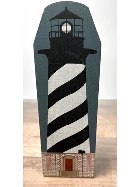 Cats Meow Coastal Lighthouse Decorative Wood Block Sculpture Hatteras Design